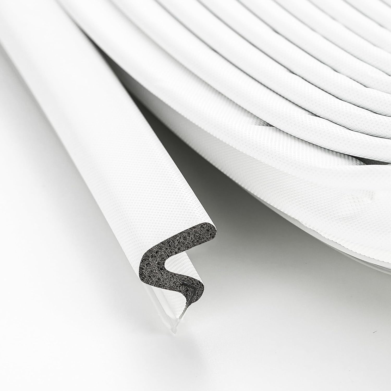 Weather Stripping Door Seal Strip Soundproof Q Foam Weather Stripping for Door Frame, Exterior Door Weather Stripping for Large Gap, Easy to Install（White, 19.8FT