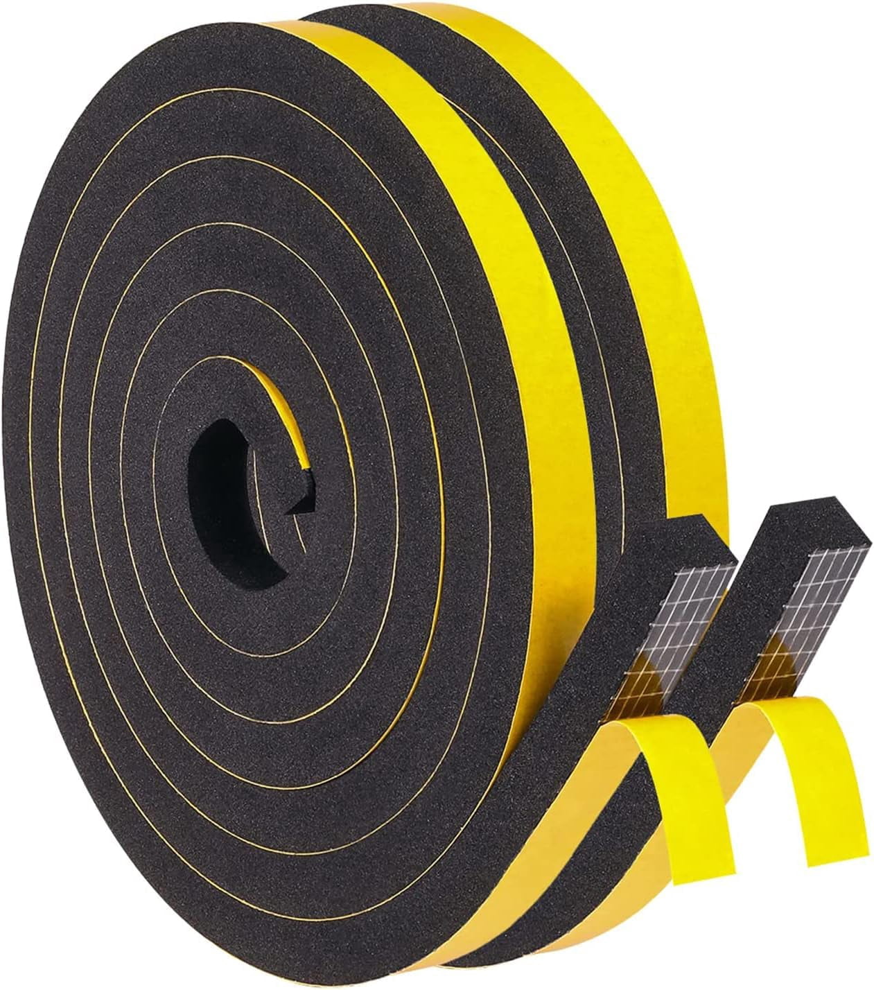 Weather Stripping Door Seal Strip Strong Adhesive Foam Insulation Tape Tape Gasket for Door and Windows (Black, 1/2 in x 1/2 in x 13Ft)