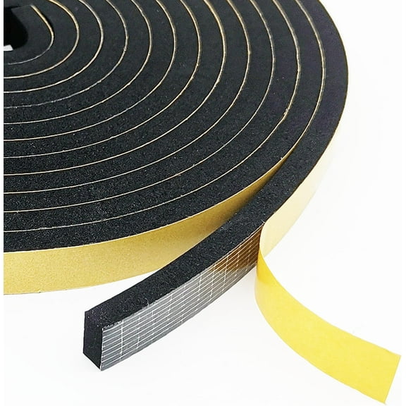 Weather Stripping Door Seal Strip, Strong Adhesive, Weatherproof, Reduce Noise, Gap Filler, Foam Insulation Tape for Doors and Windows (1/2 in x 1/2 in x 13 Ft)