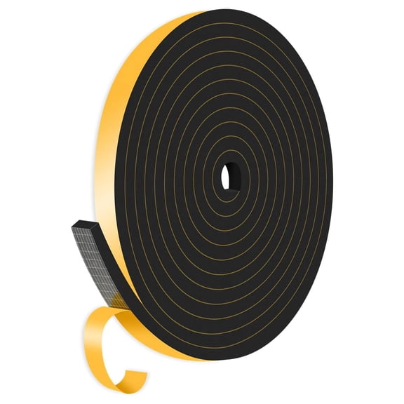 Weather Stripping Door Seal,Weather Stripping,Soundproof,Cold Insulation,High Density CR Foam Insulation Tape for Door, Front Door Frame, Windows,Sliding Door (Black, 1/2 in x 1/4 in x 13Ft)