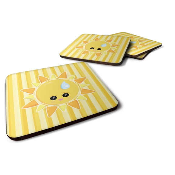 Weather Sun Sprinkle Face Foam Coaster Set of 4