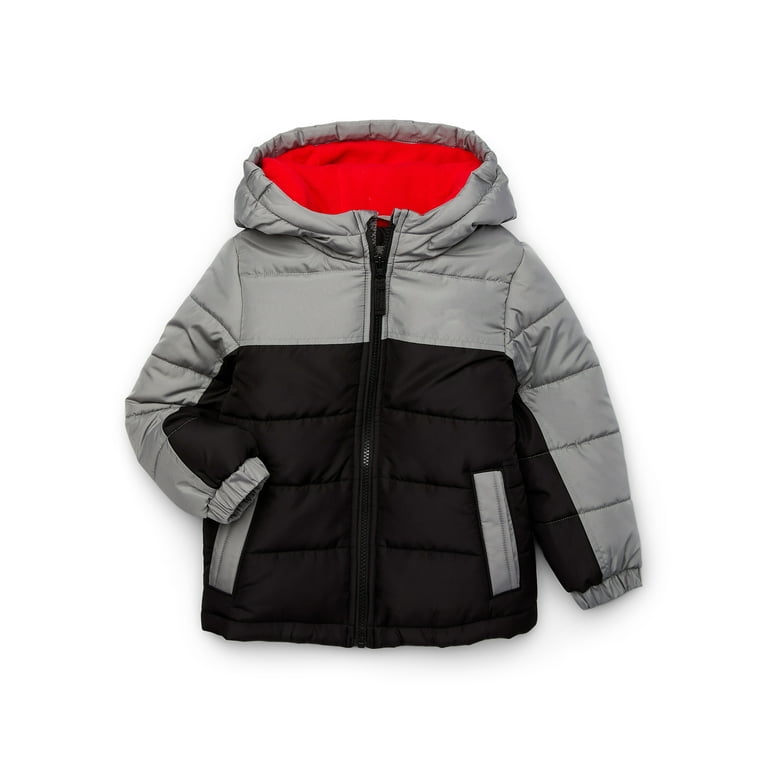 Weather Tamer Boys Colorblocked Puffer Jacket with Hood Sizes 4 16