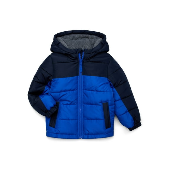 Weather Tamer Boys’ Colorblocked Puffer Jacket with Hood, Sizes 4-16