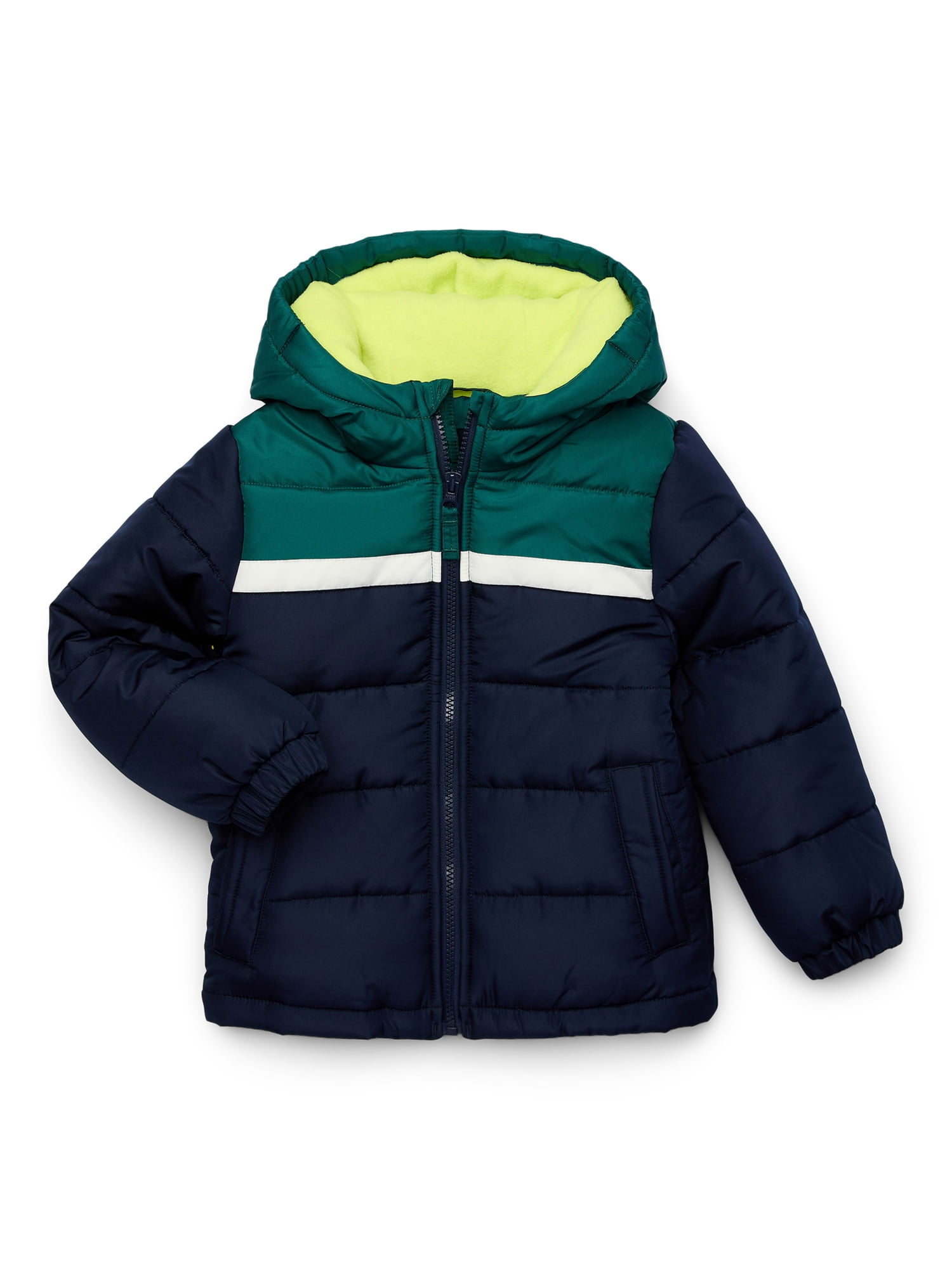 Weather Tamer Boys’ Stripe Puffer Jacket with Hood, Sizes 4-16