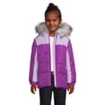 thumbnail image 1 of Weather Tamer Girls Hooded Long Sleeve Colorblocked Winter Puffer Coat, Sizes 4-16, 1 of 5
