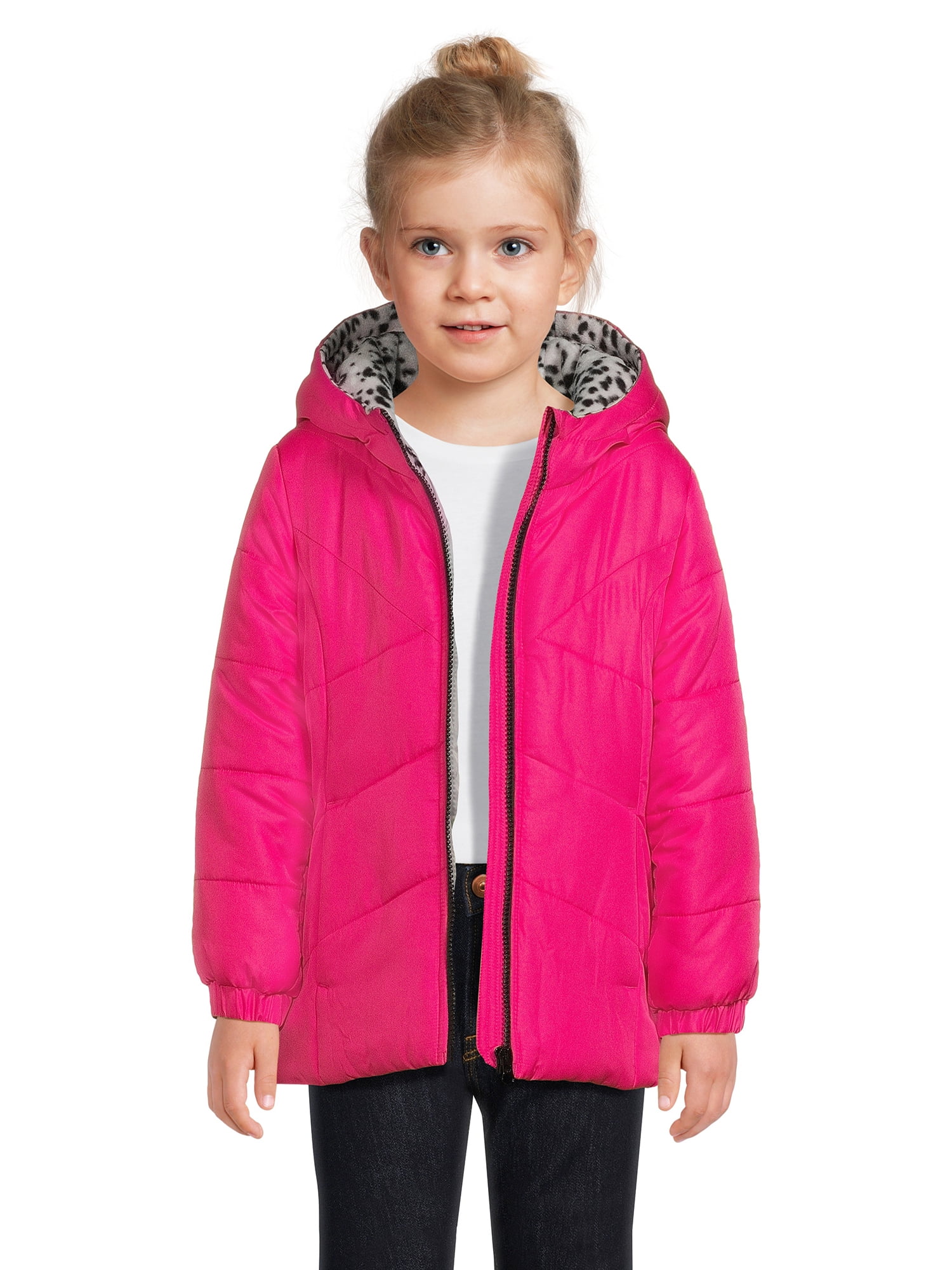Weather Tamer Girls Long Sleeve Hooded Winter Puffer Coat, Sizes 4-16 ...