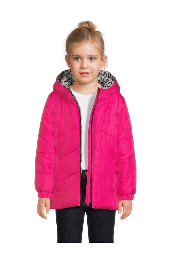 Girls Long Sleeve Hooded Winter Puffer Coat, Sizes 4-16