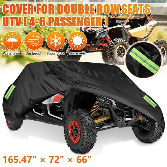 All Weather UTV Cover Outdoor For 4-6 Seater Double Row, Fits For Can-Am Maverick X3 Max Turbo R 2018-2020 Models, Waterproof, Anti-UV, Dustproof & Tearproof 210D Polyester 165.47" x 72" x 66"
