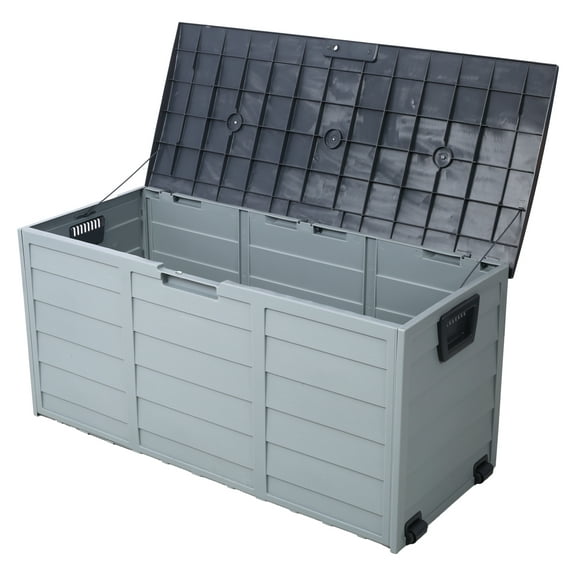 All Weather UV Pool Deck Box Storage Shed Bin Backyard Patio Outdoor w/ Wheel,75 Gallon Resin Deck Box-Organization and Storage for Patio Furniture Outdoor Cushions,Garden Tools and Pool Toys