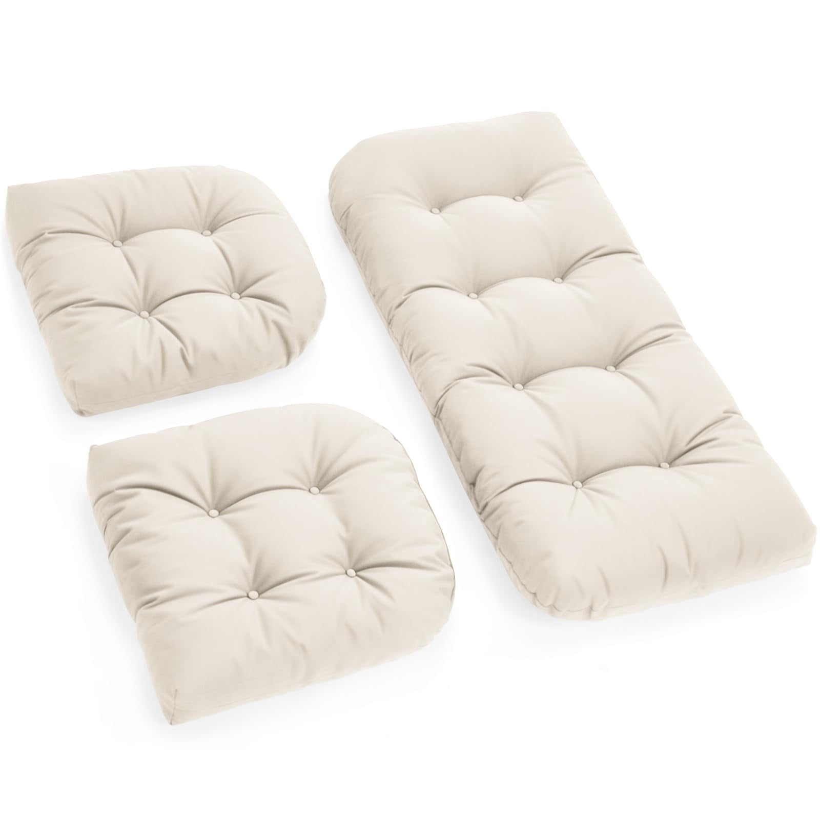 All Weather Wicker Chair Cushions of 3 Pieces, Waterproof Outdoor Wicker Chair Cushion for Patio Furniture Loveseat Settee Bench, 1 Loveseat and 2 U-Shaped Thickened Cushions, Grey