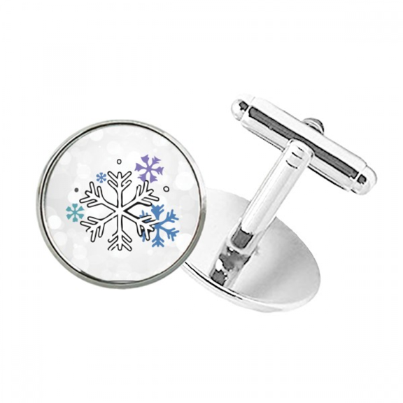 Weather Winter Snow Illustration Pattern Round Button Cuff Clip Stud Cufflinks
