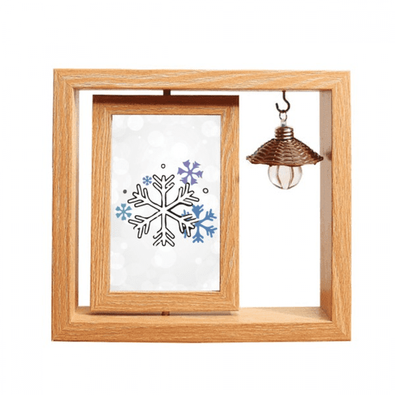 Weather Winter Snow Illustration Pattern Wooden Rotating Picture Photo Frame 4x6