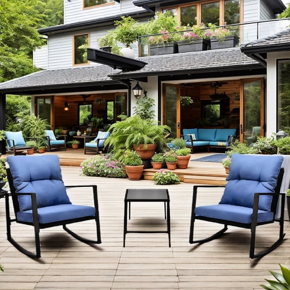 Weather and UV Resistant Design / Cozy Blue Cushions for Lawn Relaxing