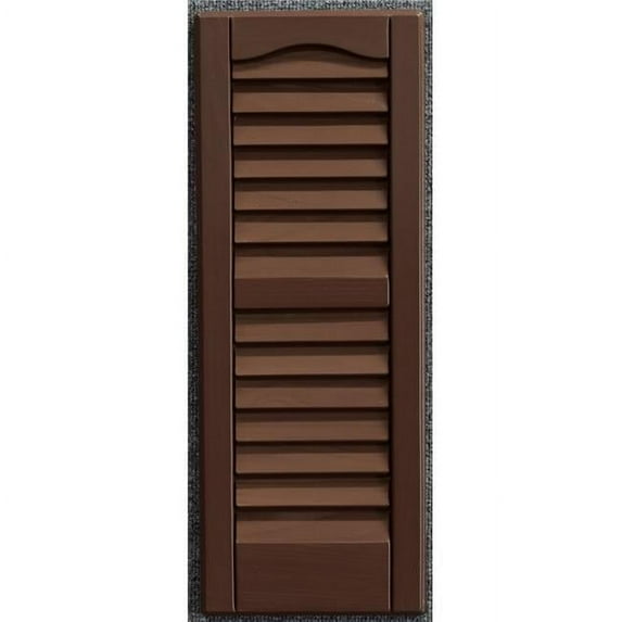 WeatherBest L1228BR-FH 12 x 28 in. Louvered Exterior Decorative Shutters, Brown