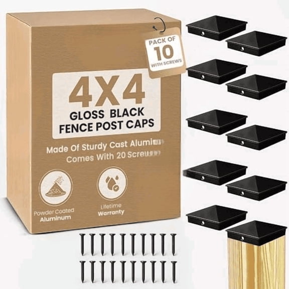 WeatherPRO 4x4 Fence Post Caps  Black (3.5), Never Have to Replace These Premium Post Caps Made with Solid Aluminum - Powder Coating Will Never Fade, Sold by U.S. Company (10 Pack)
