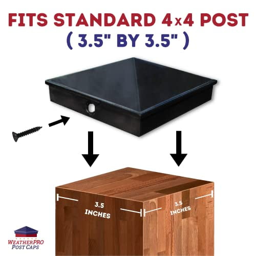 WeatherPRO Black 4x4 Fence Post Caps (3.5”) 4 Pack, Never Have to ...