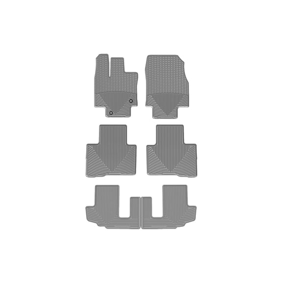 WeatherTech All-Weather Floor Mats compatible with Toyota Highlander, Highlander Hybrid - Complete Set (1st, 2nd, & 3rd Row), Grey