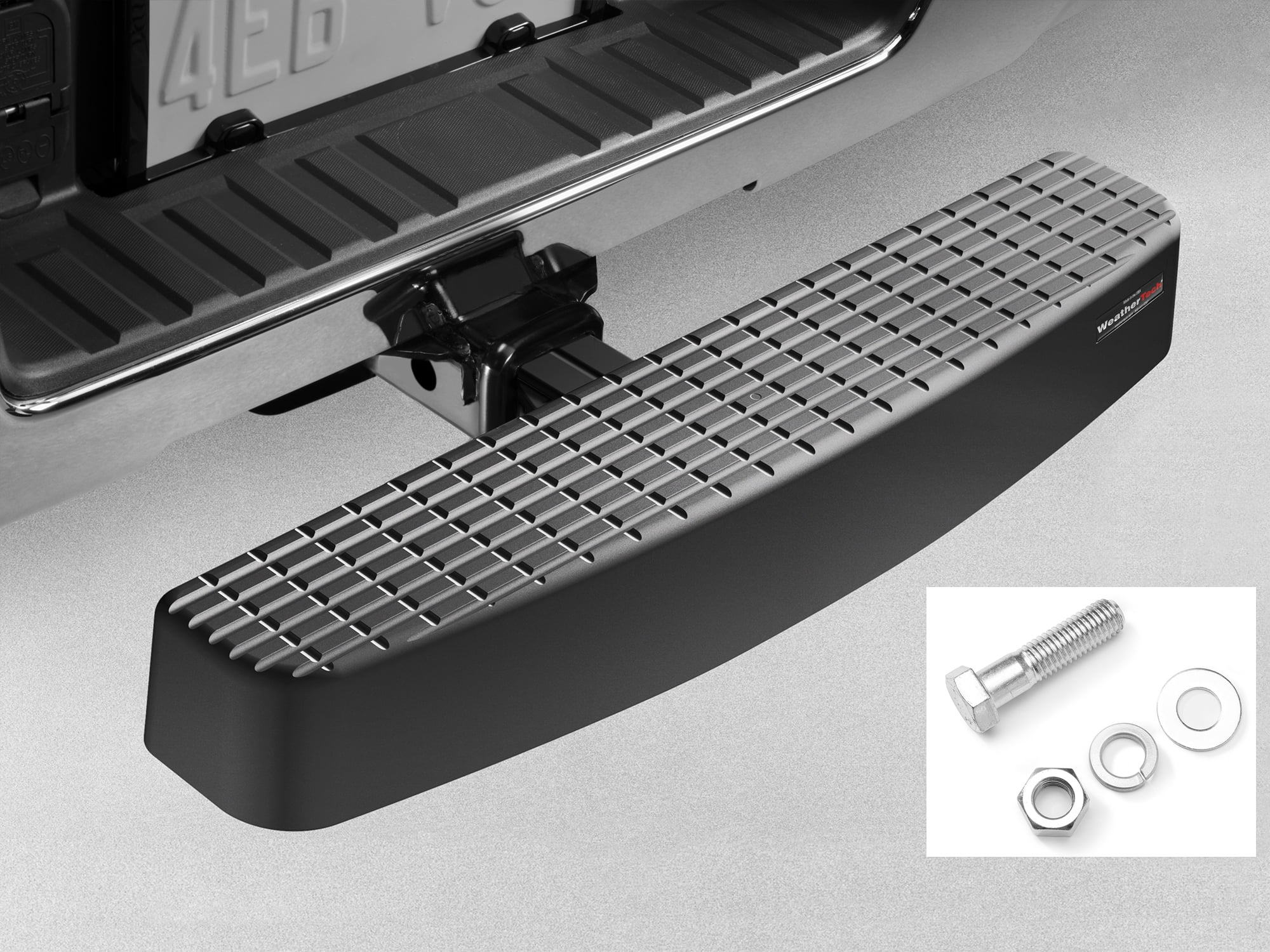 WeatherTech BumpStepXL with Standard Plated Hardware Hitch Mounted