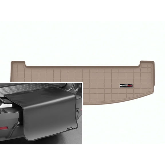 WeatherTech Cargo Trunk Liner with Bumper Protector compatible with Hyundai Santa Fe Hybrid, Santa Fe - Behind 3rd Row w/ Bumper Protector, Tan