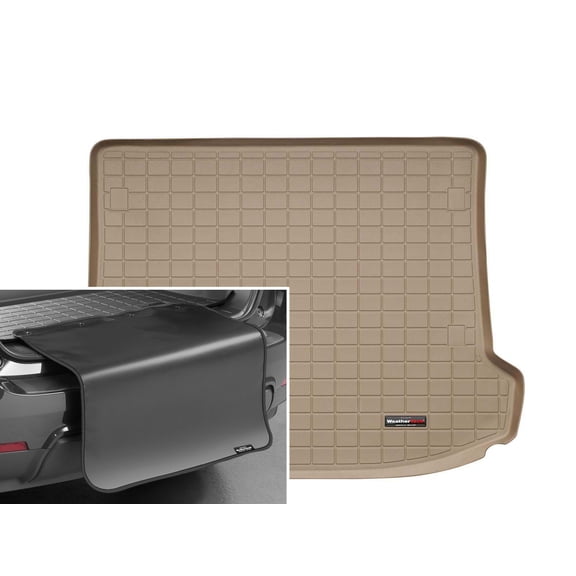 WeatherTech Cargo Trunk Liner with Bumper Protector compatible with 2010-2016 Cadillac SRX - Behind 2nd Row w/ Bumper Protector, Tan