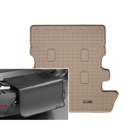 WeatherTech Cargo Trunk Liner with Bumper Protector compatible with 2020-2021 Toyota Land Cruiser - Behind 2nd Row w/ Bumper Protector, Tan