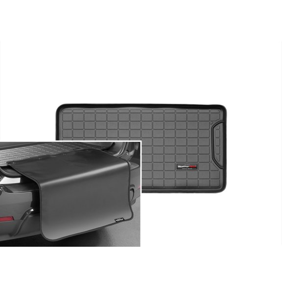 WeatherTech Cargo Trunk Liner with Bumper Protector compatible with Fiat 500e, 500, 500C - Behind 2nd Row w/ Bumper Protector, Black