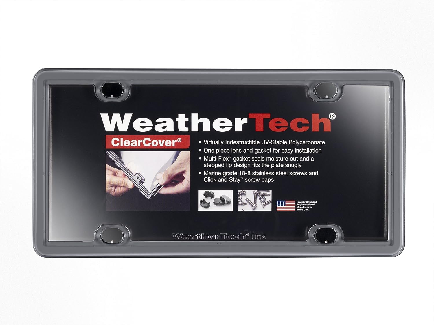 WeatherTech ClearCover License Plate Cover and Frame, Beluga Grey