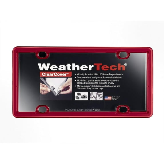 WeatherTech ClearCover License Plate Cover and Frame, Red