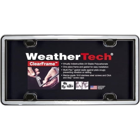 WeatherTech ClearFrame License Plate Frame, Brushed Stainless / Black