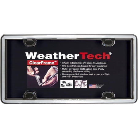 WeatherTech ClearFrame License Plate Frame, Chrome / Black
