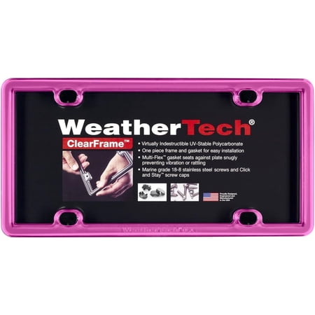 WeatherTech ClearFrame License Plate Frame, Hot Pink