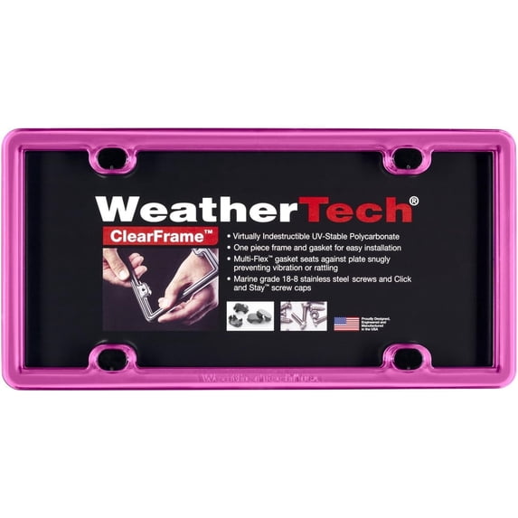 WeatherTech ClearFrame License Plate Frame, Hot Pink