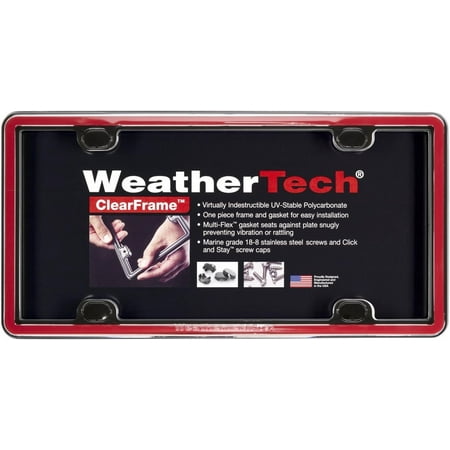 WeatherTech ClearFrame License Plate Frame, Red / Black