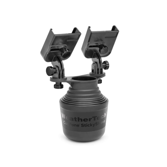 WeatherTech CupFone Duo - Universal Dual Cell Phone Cup Holder (8ACF11DBK) with Black Billet Knobs