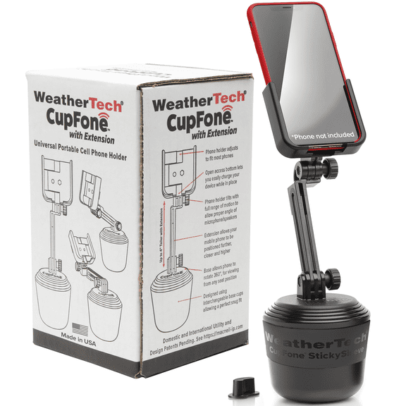 WeatherTech CupFone with Extension, Cell Phone Mount for Car, Universal Fit