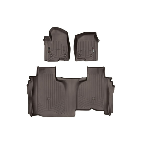 WeatherTech Custom Fit FloorLiners compatible with Sierra 1500, Sierra 2500HD/3500HD, Silverado 1500, Silverado 2500HD/3500HD - 1st & 2nd Row, Cocoa