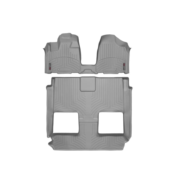 WeatherTech Custom Fit FloorLiners compatible with Town & Country Van, Grand Caravan - Complete Set (1st Row Over-The-Hump, 1-piece 2nd/3rd Row), Grey