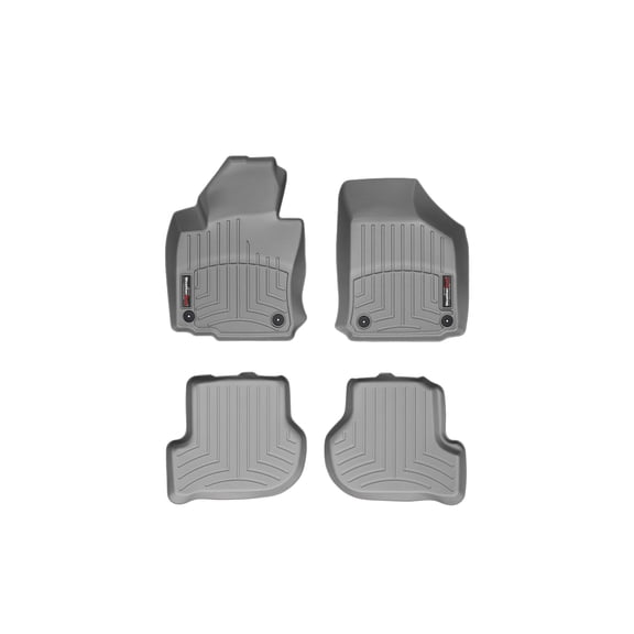 WeatherTech Custom Fit FloorLiners compatible with VW Golf R, Jetta SportWagen, Jetta, Rabbit, Golf R32, Golf GTI - 1st & 2nd Row (2-pc. Rear Liner), Grey