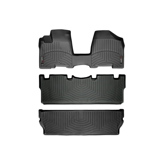 WeatherTech Custom Fit FloorLiners compatible with 2004-2010 Toyota Sienna - Complete Set (1st Row Over The Hump, 2nd, & 3rd Row), Black