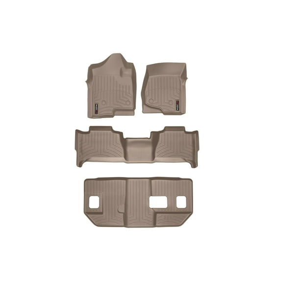 WeatherTech Custom Fit FloorLiners compatible with 2007-2010 Cadillac Escalade ESV - Complete Set (1st, 2nd, & 3rd Row), Tan