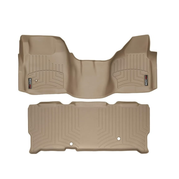 WeatherTech Custom Fit FloorLiners compatible with 2008-2010 Ford Super Duty - 1st Row Over-The-Hump & 2nd Row, Tan