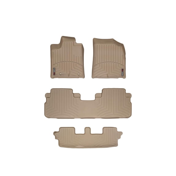 WeatherTech Custom Fit FloorLiners compatible with 2008-2013 Toyota Highlander - Complete Set (1st, 2nd, & 3rd Row), Tan
