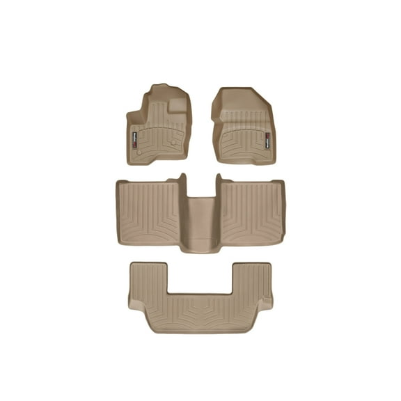 WeatherTech Custom Fit FloorLiners compatible with 2009-2010 Ford Flex - Complete Set (1st, 2nd, & 3rd Row), Tan