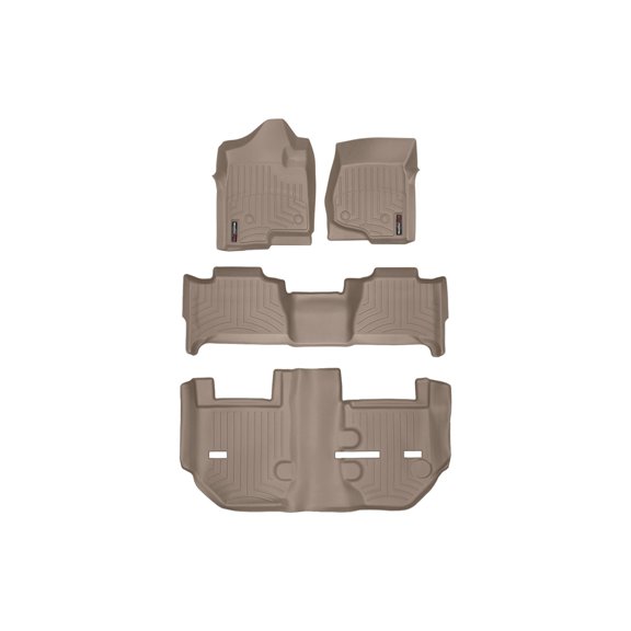 WeatherTech Custom Fit FloorLiners compatible with 2011-2014 Cadillac Escalade ESV - Complete Set (1st, 2nd, & 3rd Row), Tan