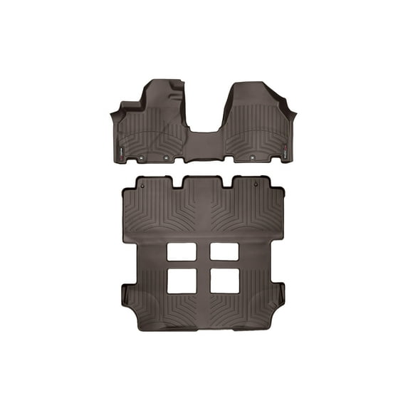 WeatherTech Custom Fit FloorLiners compatible with 2011-2017 Honda Odyssey - Complete Set (1st Row Over-The-Hump, 1-piece 2nd/3rd Row), Cocoa