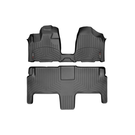 WeatherTech Custom Fit FloorLiners compatible with 2013-2016 Chrysler Town & Country Van - 1st Row Over-The-Hump & 2nd Row, Black