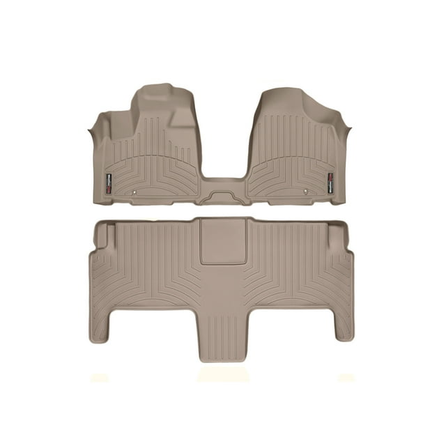WeatherTech Custom Fit FloorLiners compatible with 2013-2016 Chrysler Town & Country Van - 1st Row Over-The-Hump & 2nd Row, Tan