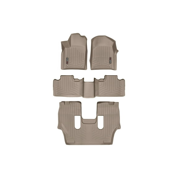 WeatherTech Custom Fit FloorLiners compatible with 2015-2015 Dodge Durango - Complete Set (1st, 2nd, & 3rd Row), Tan