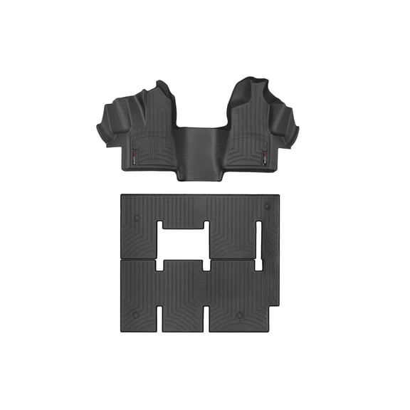WeatherTech Custom Fit FloorLiners compatible with 2015-2019 Ford Transit - Complete Set (1st Row Over-The-Hump, 1-piece 2nd/3rd Row), Black