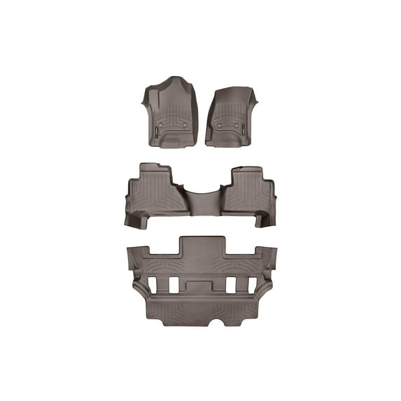 WeatherTech Custom Fit FloorLiners compatible with 2015-2020 Cadillac Escalade - Complete Set (1st, 2nd, & 3rd Row), Cocoa